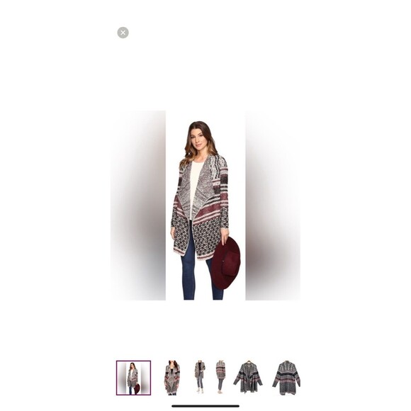 LUCKY Long Cardigan Sweater Women’s XS Boho Aztec Wool Oversized Open Striped - Picture 1 of 7